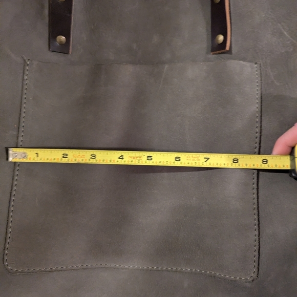 SS Weddings Classic Look Of A Vintage Leather Tote Bag Charcoal Color - Picture 10 of 13